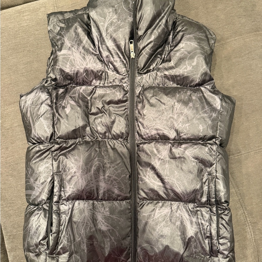 Puma Black Puffer Vest with Subtle Pattern